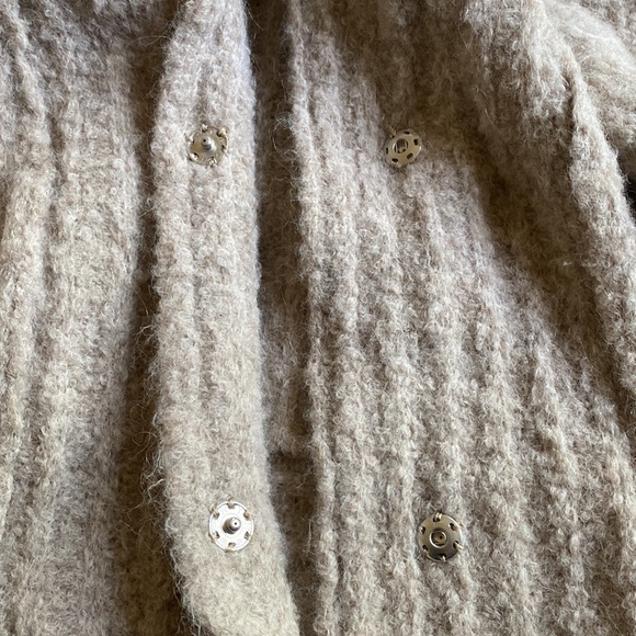 Classic Alpaca Clothing Tan-Beige Open Front Draped Cardigan Wool Lagenlook M - Picture 9 of 17